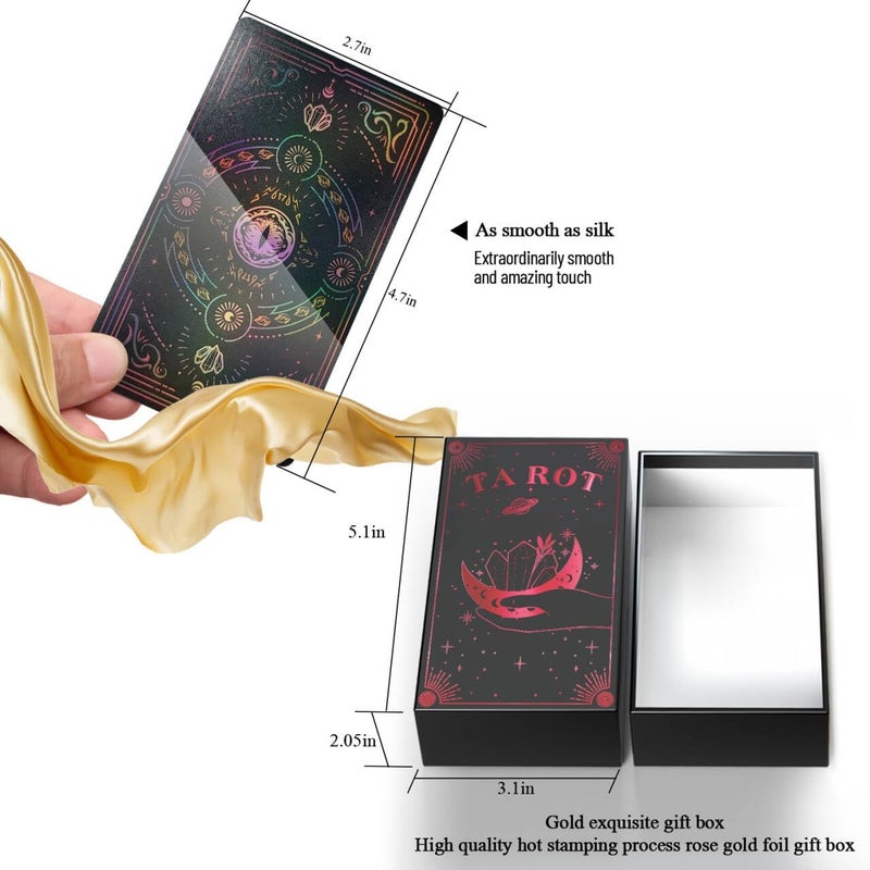 WJPC Rose Gold Edge Foil Tarot Card Decks Set with Guidebook&Gift Box for Beginner& Expert. Fortune Telling Game Cards for Tarot Decks. - Image 2